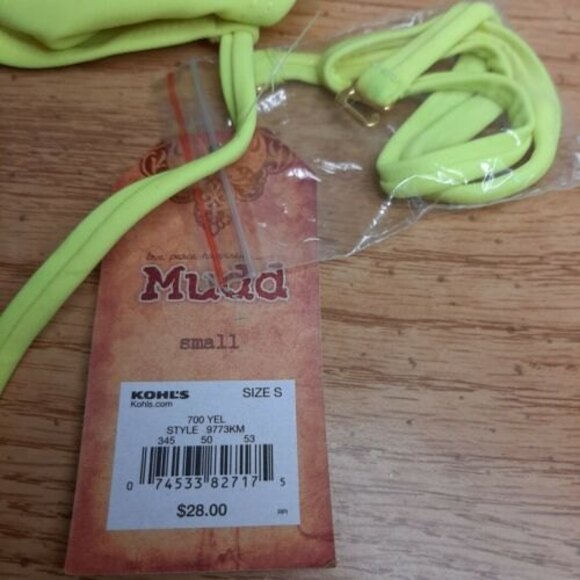 NWT S Mudd Neon Yellow Swimsuit Bathing Suit Separates - TOP ONLY strapless tube - Picture 8 of 9